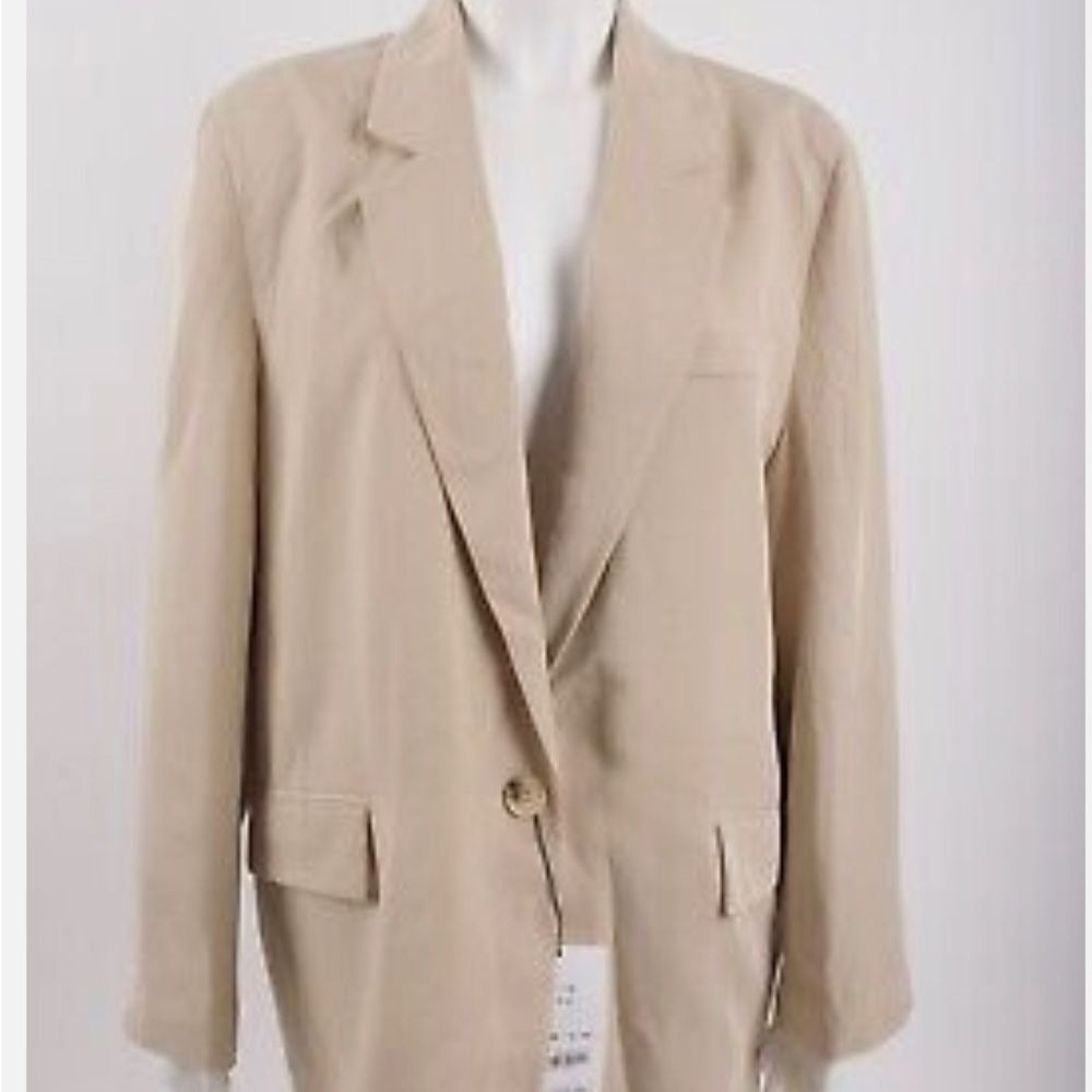 ZARA NEW Women's Size Beige One-Buttoned Long Sleeve Oversized Blazer Jacket Tan - Picture 10 of 15